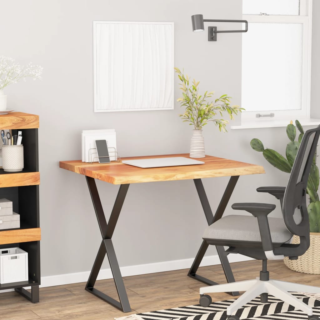 Desk Top 110x80x3.8 cm Rectangular Solid Wood Acacia Live Edge
