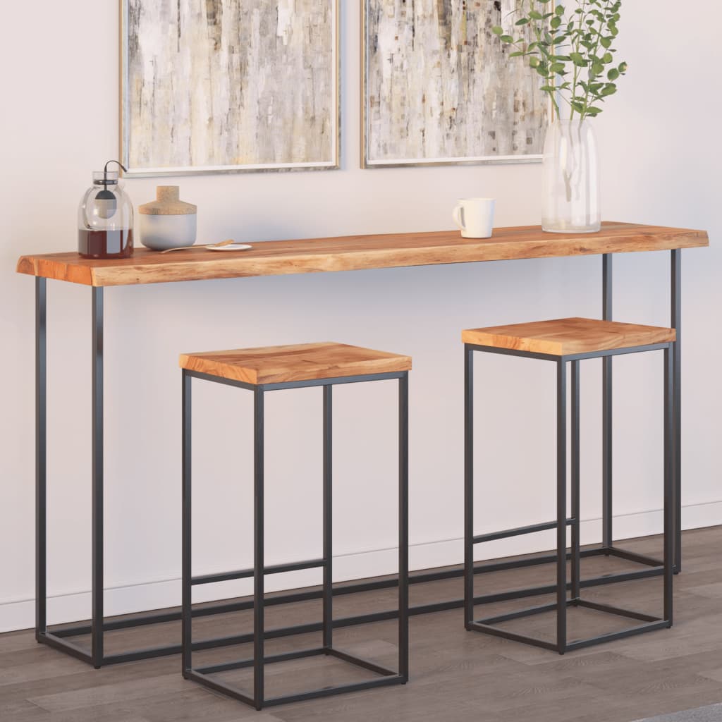 Table Top 180x40x2.5 cm Rectangular Solid Wood Acacia Live Edge