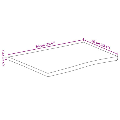 Table Top 90x60x2.5 cm Rectangular Solid Wood Acacia Live Edge