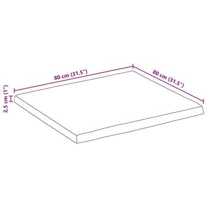 Table Top 80x80x2.5 cm Rectangular Solid Wood Acacia Live Edge