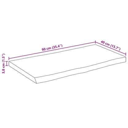 Table Top 90x40x3.8 cm Rectangular Solid Wood Acacia Live Edge