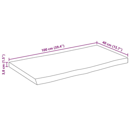 Table Top 100x40x3.8 cm Rectangular Solid Wood Acacia Live Edge
