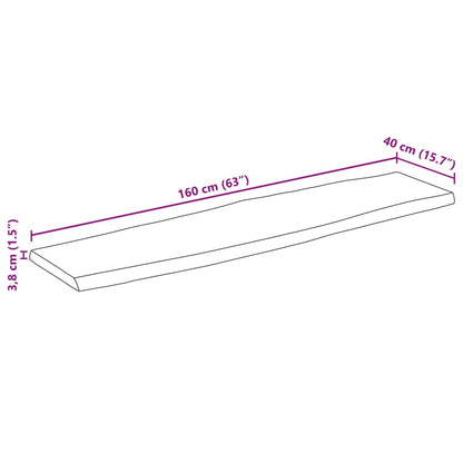 Table Top 160x40x3.8 cm Rectangular Solid Wood Acacia Live Edge