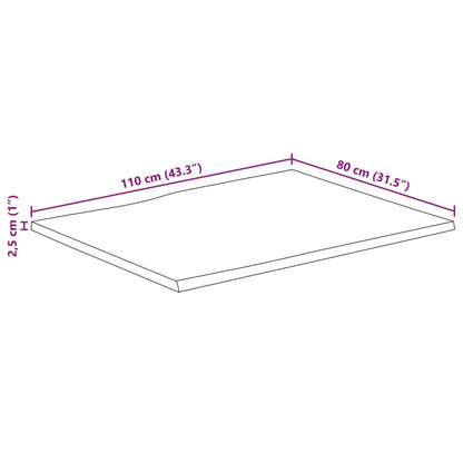 Table Top 110x80x2.5 cm Live Edge Solid Wood Mango