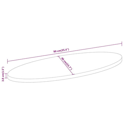 Table Top 90x40x3.8 cm Oval Solid Wood Acacia