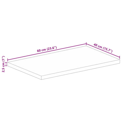 Table Top 60x40x2.5 cm Rectangular Solid Wood Acacia