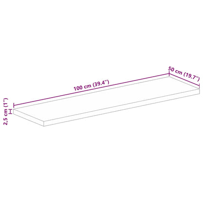 Table Top 100x50x2.5 cm Rectangular Solid Wood Acacia