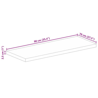 Table Top 90x70x2.5 cm Rectangular Solid Wood Acacia