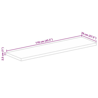 Table Top 110x70x2.5 cm Rectangular Solid Wood Acacia