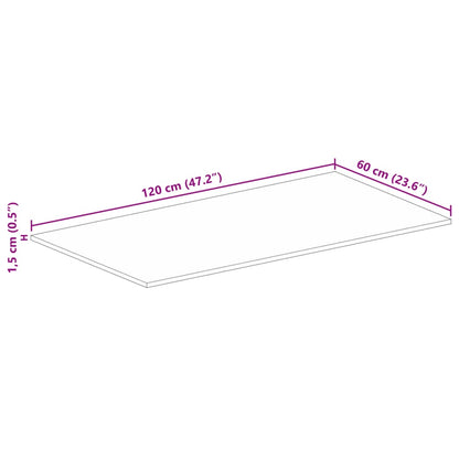 Table Top 120x60x1.5 cm Rectangular Solid Wood Rough Mango