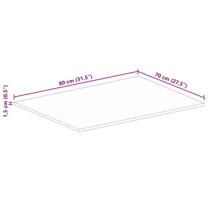 Table Top 80x70x1.5 cm Rectangular Solid Wood Rough Mango