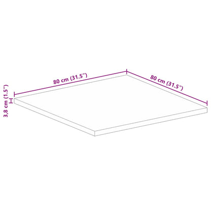 Table Top 80x80x3,8 cm Square Solid Wood Rough Mango