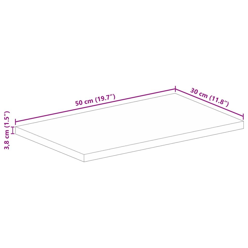Table Top 50x30x3.8 cm Rectangular Solid Wood Mango