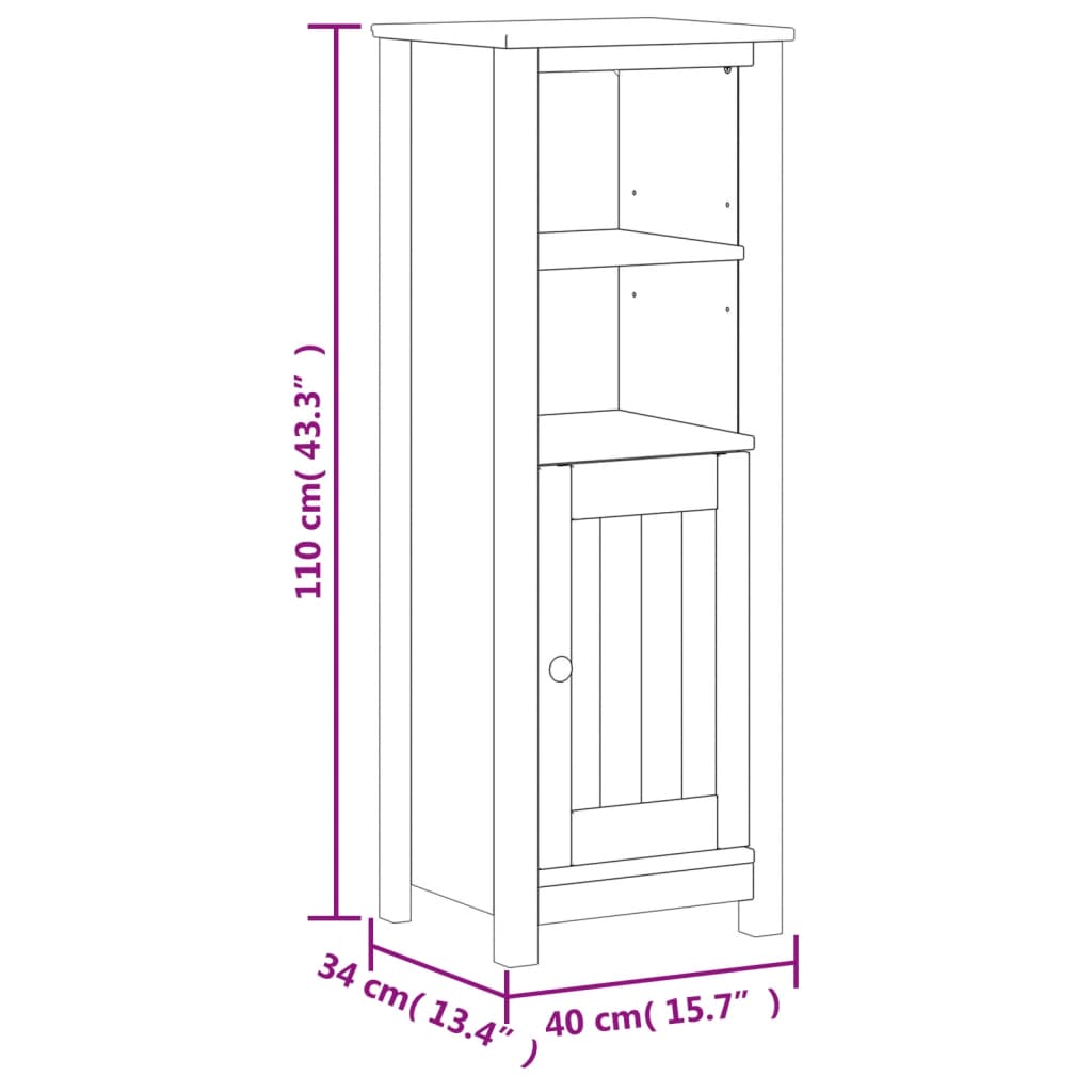 Bathroom Cabinet | Black | Solid pine wood, engineered wood, metal