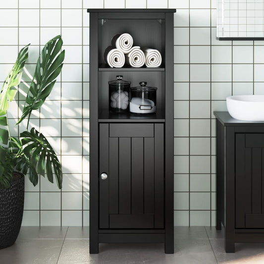Bathroom Cabinet | Black | Solid pine wood, engineered wood, metal