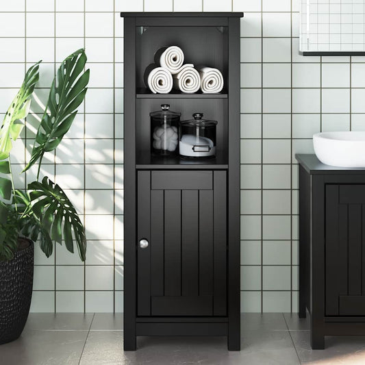 Bathroom Cabinet BERG Black 40x34x110 cm Solid Wood Pine