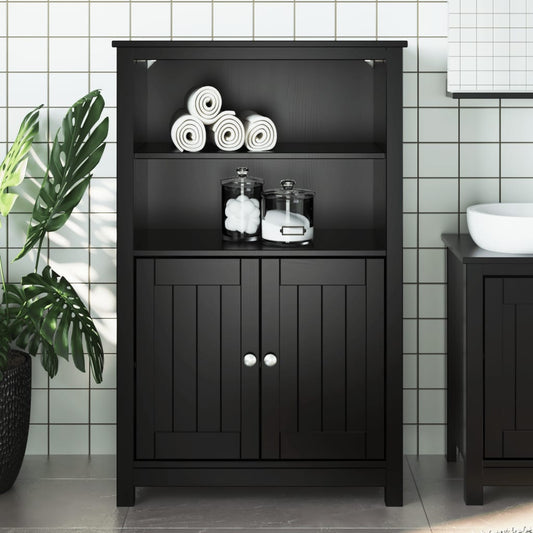 Bathroom Cabinet | Black | Solid pine wood, engineered wood, metal