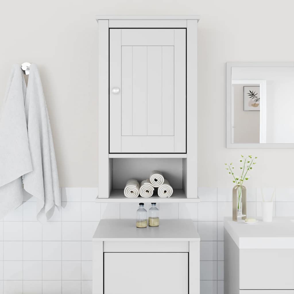 Bathroom Wall Cabinet BERG White 40x27x71.5 cm Solid Wood Pine