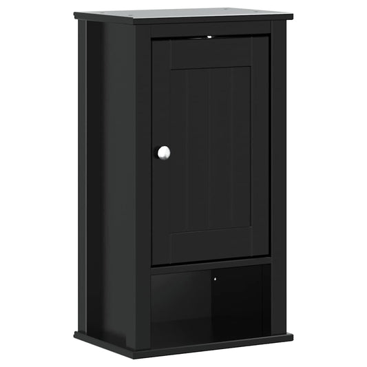 Bathroom Wall Cabinet | Black | Solid Pine, Engineered Wood, Metal