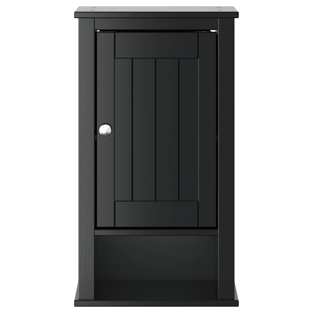 Bathroom Wall Cabinet | Black | Solid Pine, Engineered Wood, Metal