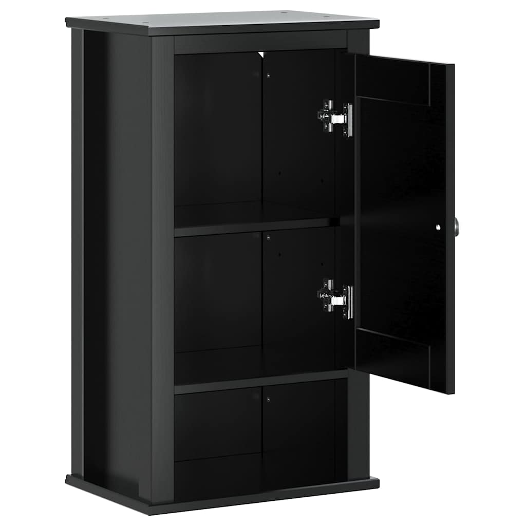 Bathroom Wall Cabinet | Black | Solid Pine, Engineered Wood, Metal