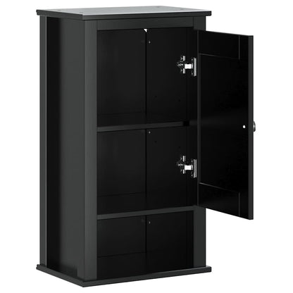Bathroom Wall Cabinet | Black | Solid Pine, Engineered Wood, Metal