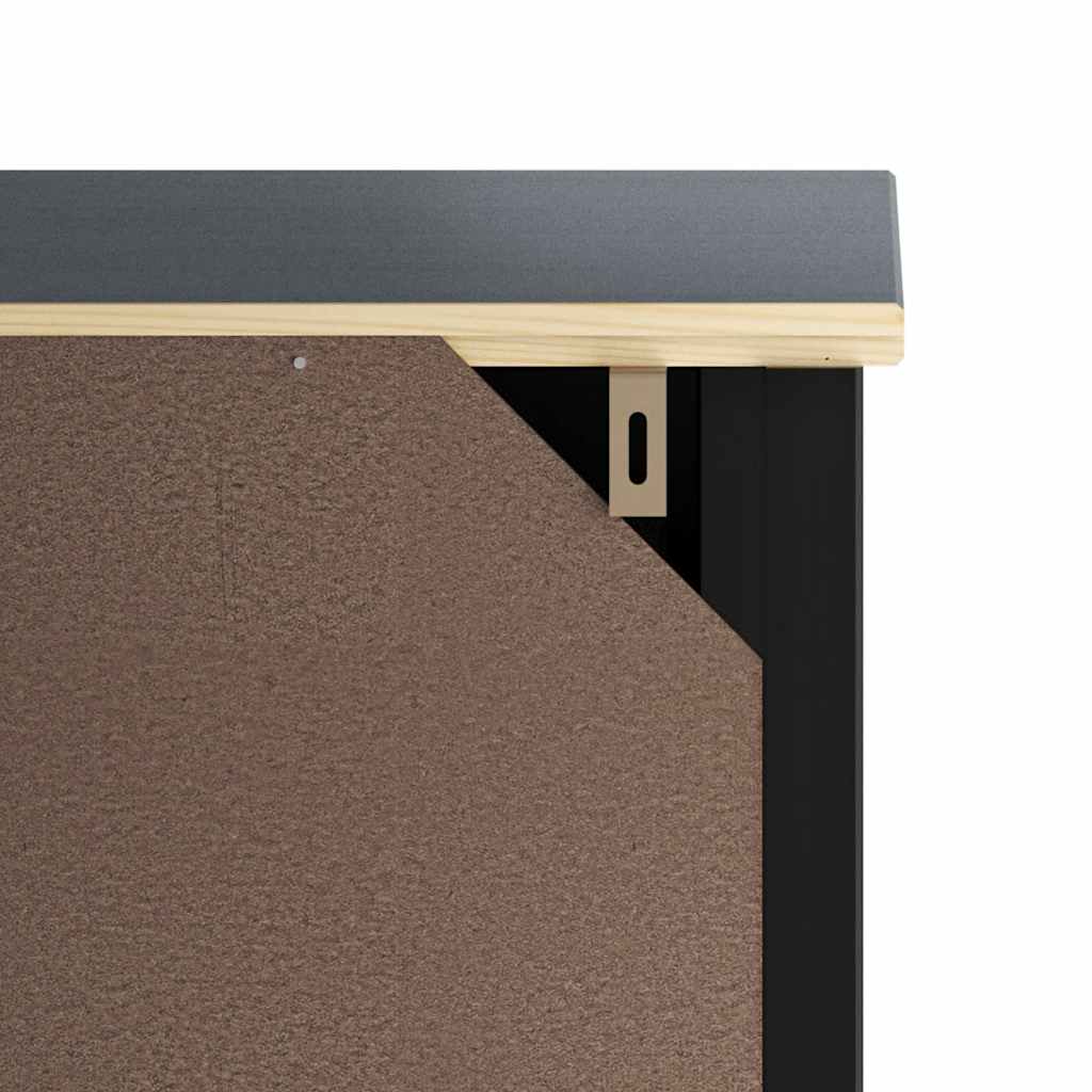 Bathroom Wall Cabinet | Black | Solid Pine, Engineered Wood, Metal