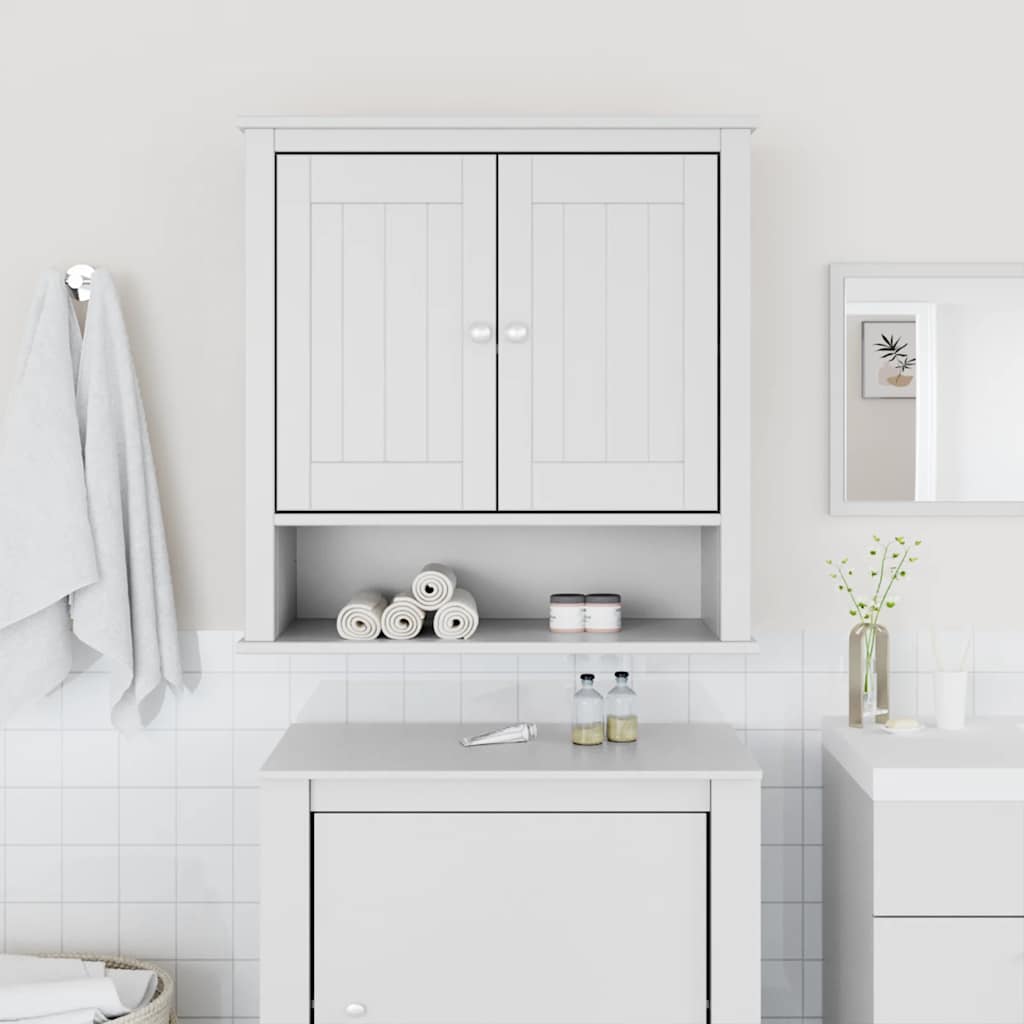 Bathroom Wall Cabinet BERG White 69.5x27x71.5 cm Solid Wood