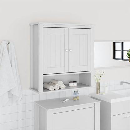 Bathroom Wall Cabinet BERG White 69.5x27x71.5 cm Solid Wood