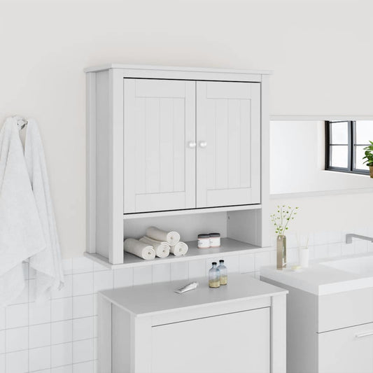 Bathroom Wall Cabinet BERG White 69.5x27x71.5 cm Solid Wood