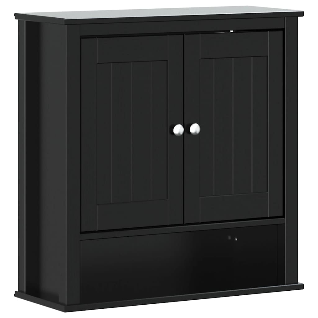 Bathroom Wall Cabinet "BERG" Black 69,5x27x71,5 cm Solid Wood
