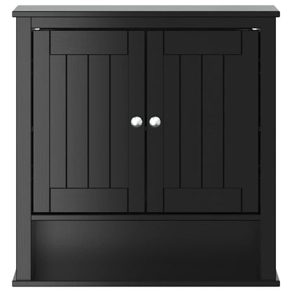 Bathroom Wall Cabinet | Black | Solid pine wood, engineered wood, metal