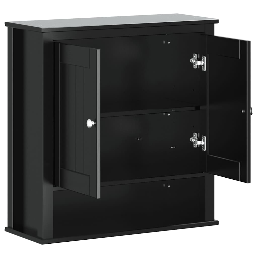 Bathroom Wall Cabinet | Black | Solid pine wood, engineered wood, metal