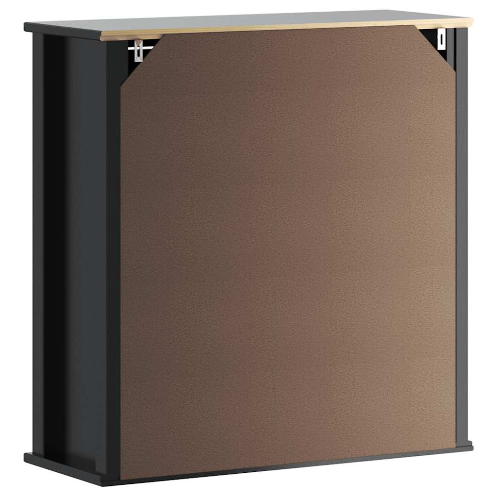 Bathroom Wall Cabinet | Black | Solid pine wood, engineered wood, metal