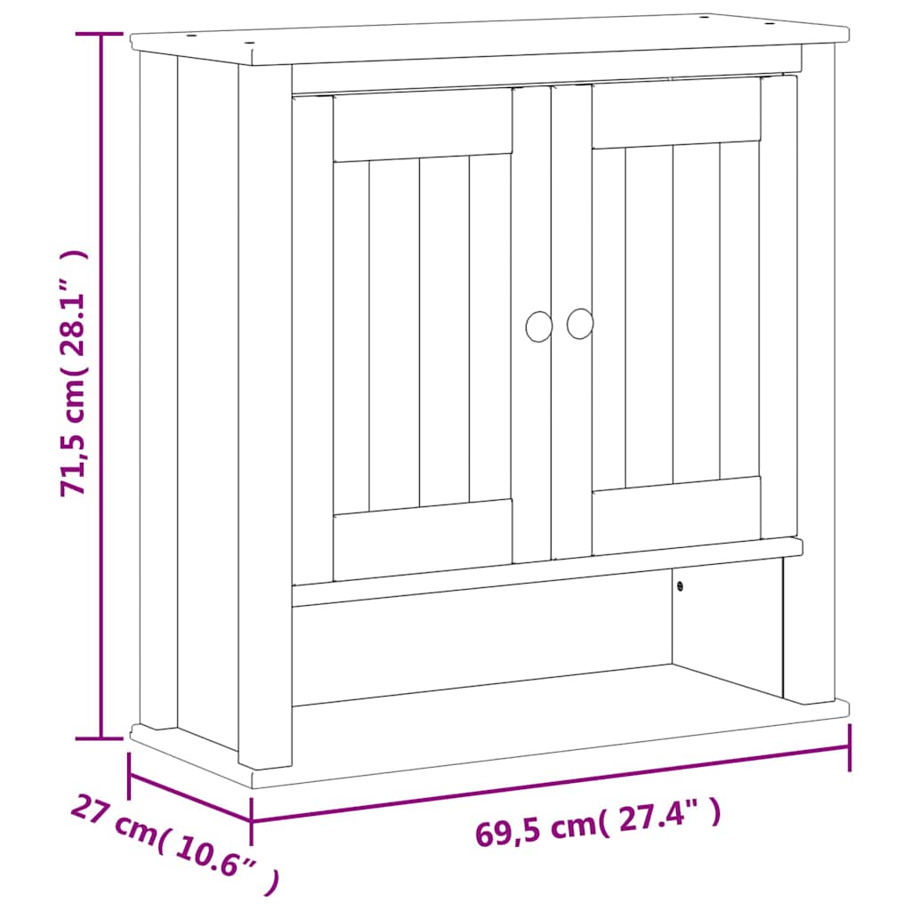Bathroom Wall Cabinet "BERG" Black 69,5x27x71,5 cm Solid Wood