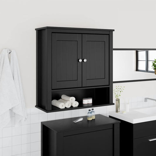 Bathroom Wall Cabinet "BERG" Black 69,5x27x71,5 cm Solid Wood