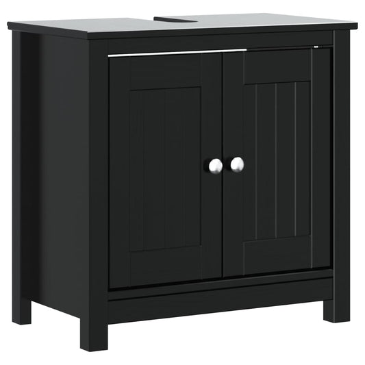 Bathroom Sink Cabinet BERG Black 60x34x59 cm Solid Wood Pine