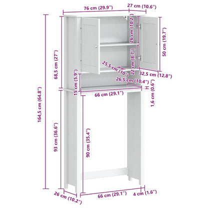Washing Machine Cabinet BERG White 76x27x164.5 cm Solid Wood