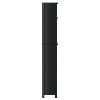Washing Machine Cabinet BERG Black 76x27x164.5 cm Solid Wood