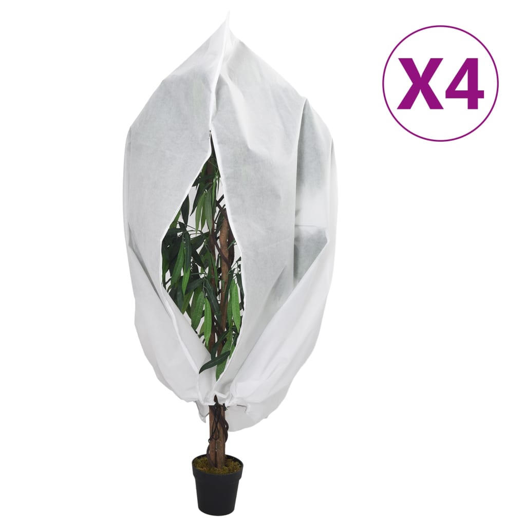 Plant Fleece Covers with Zip 4 pcs 70 g/m² 1x1.55 m showing lightweight and breathable non-woven fabric, perfect for plant protection against winter cold.