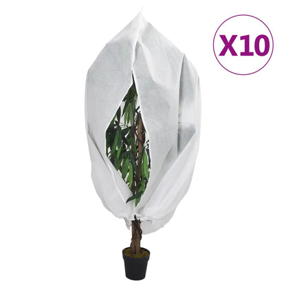 Plant Fleece Covers with Zip 10 pcs 70 g/m² 1x1.55 m, protecting plants from winter cold with breathable non-woven fabric.