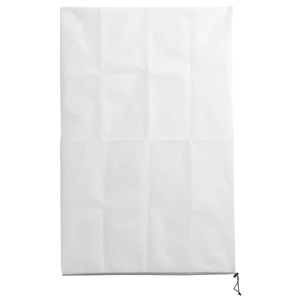 Plant Fleece Covers with Zip 10 pcs 70 g/m² 1x1.55 m displayed on a garden table, showcasing their breathable non-woven fabric.