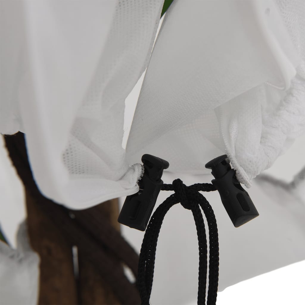 Plant Fleece Covers with Zip 10 pcs 70 g/m² 1x1.55 m displayed with drawstring for secure winter plant protection.