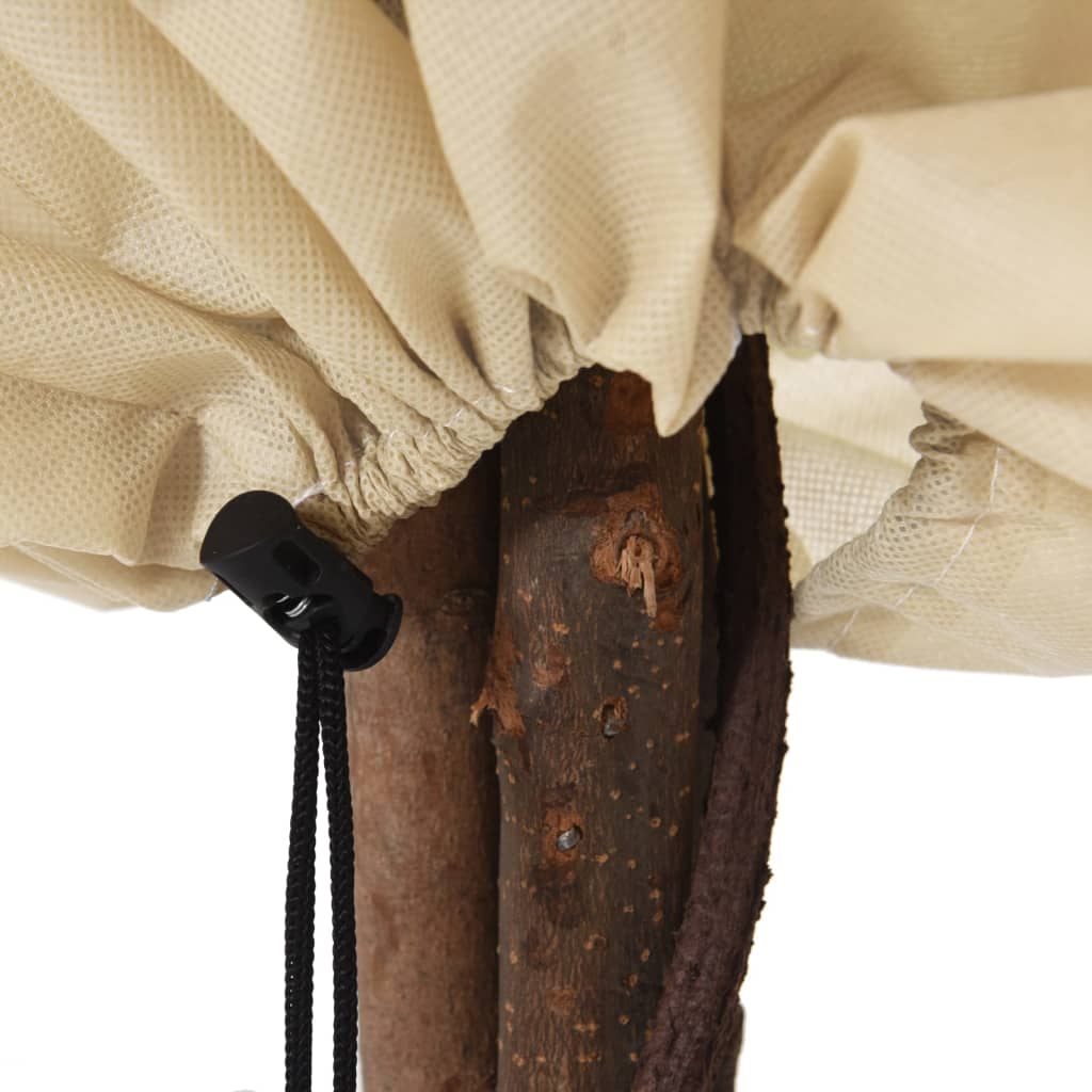 Durable Plant Fleece Covers with Drawstring, bulk set of 12, ideal for safeguarding plants against frost and harsh weather conditions.