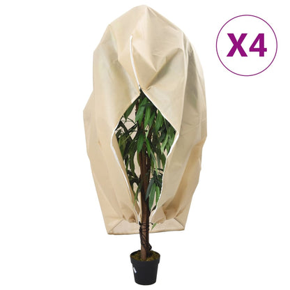 Plant Fleece Covers with Zip 4 pcs 70 g/m² 3.14x2.5 m, durable non-woven fabric for winter plant protection.