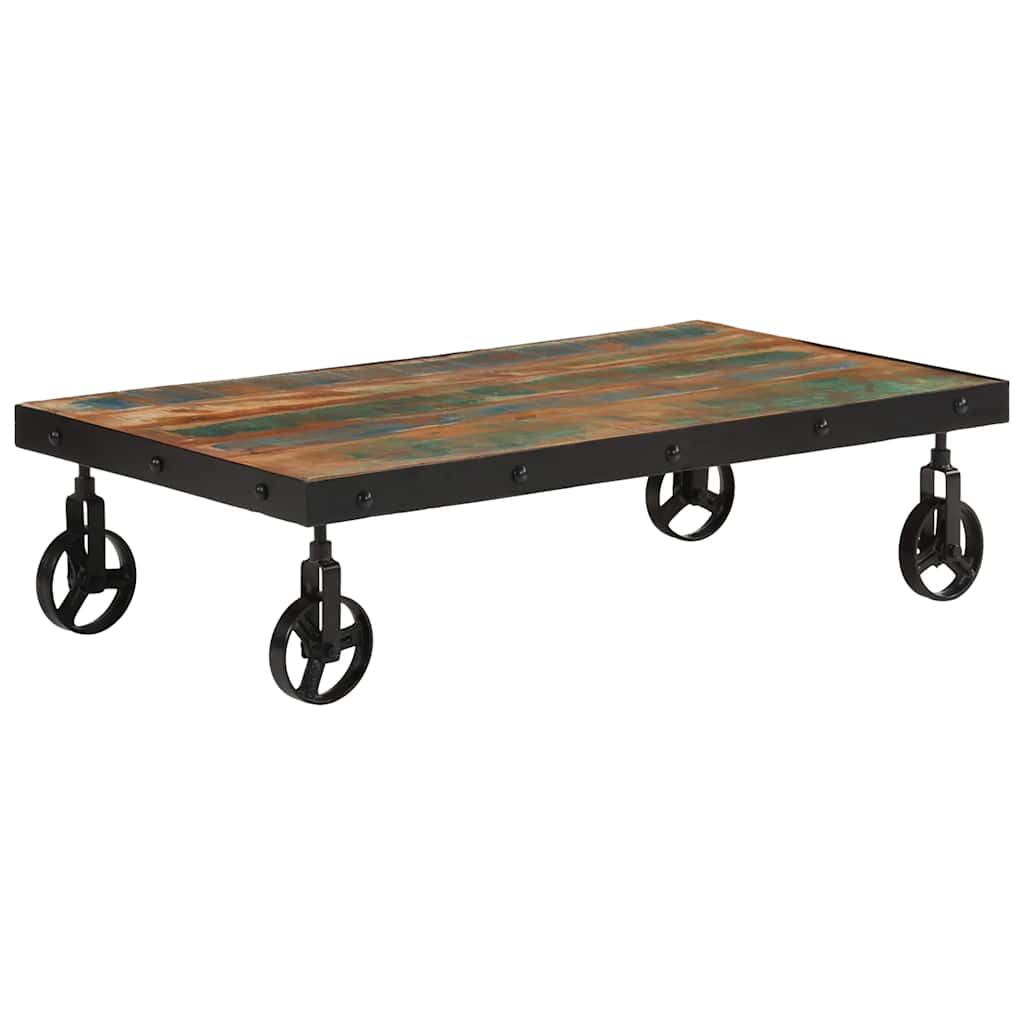 Coffee Table with Wheels Solid Reclaimed Wood 100x55x26 cm
