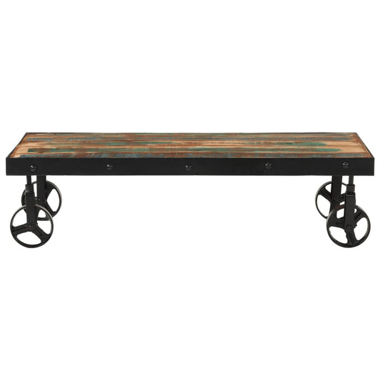Coffee Table with Wheels Solid Reclaimed Wood 100x55x26 cm
