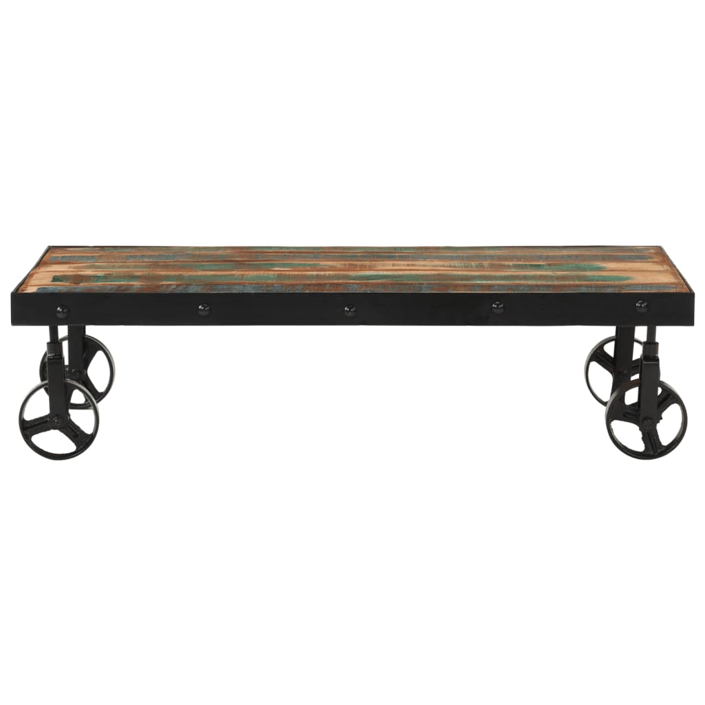 Coffee Table with Wheels Solid Reclaimed Wood 100x55x26 cm