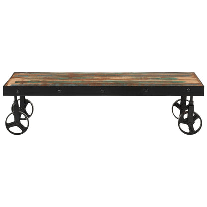 Coffee Table with Wheels Solid Reclaimed Wood 100x55x26 cm
