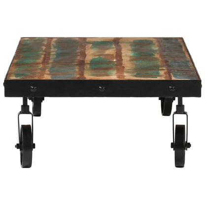Coffee Table with Wheels Solid Reclaimed Wood 100x55x26 cm